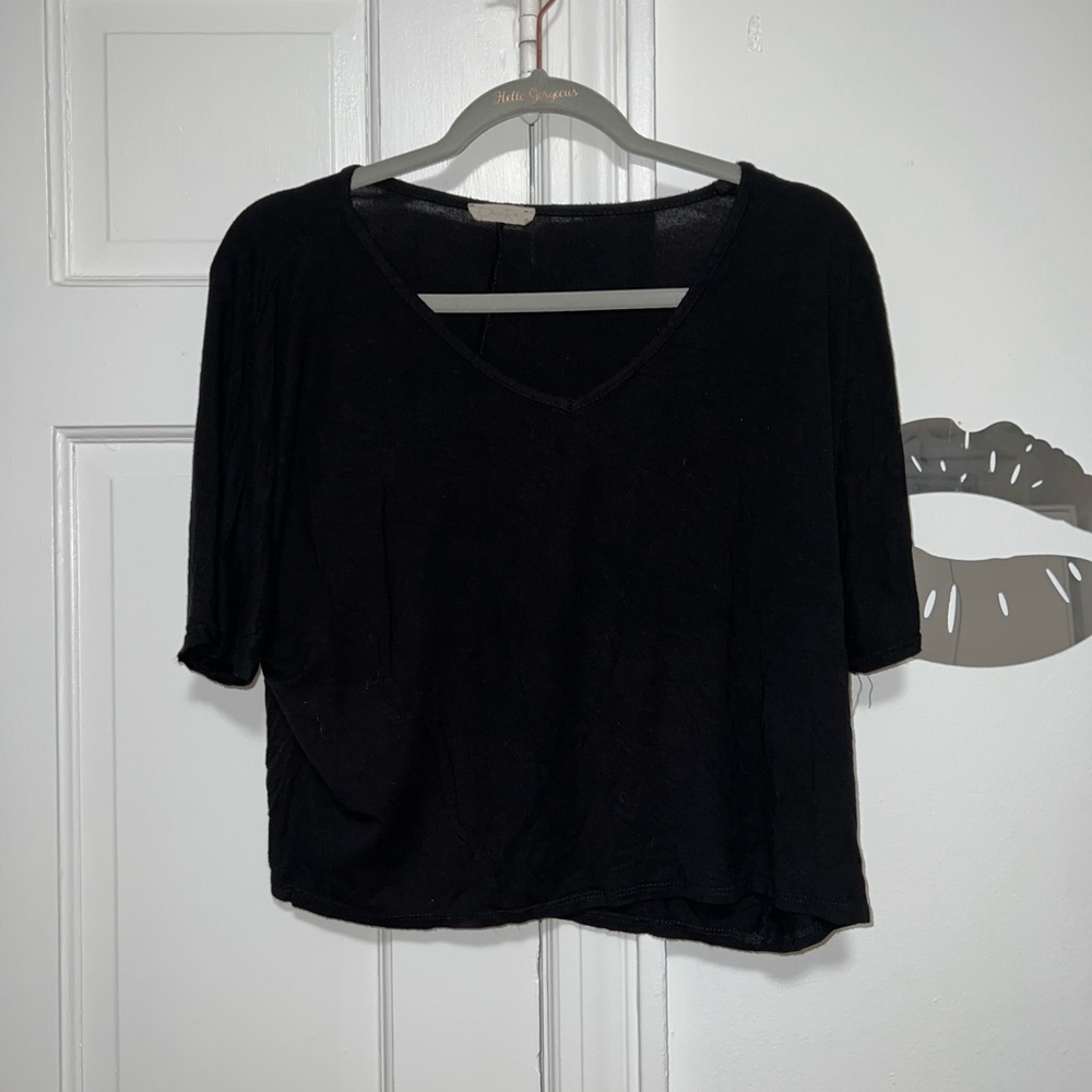 Black Womens V Neck T Shirt Size Medium
